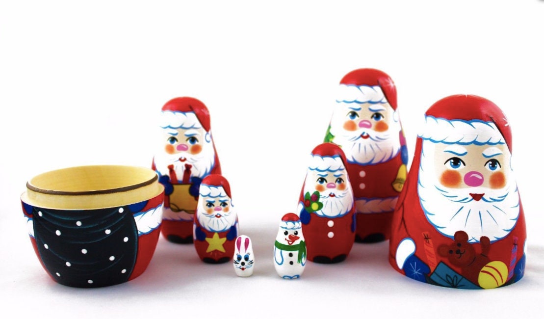 Santa Nesting Dolls Christmas Nesting Dolls for Kids Etsy
