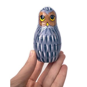 Owls Nesting dolls for kids Handmade wooden toy Developing skills gift for boy or girl Christmas gift idea Owl family Stockings 画像 3