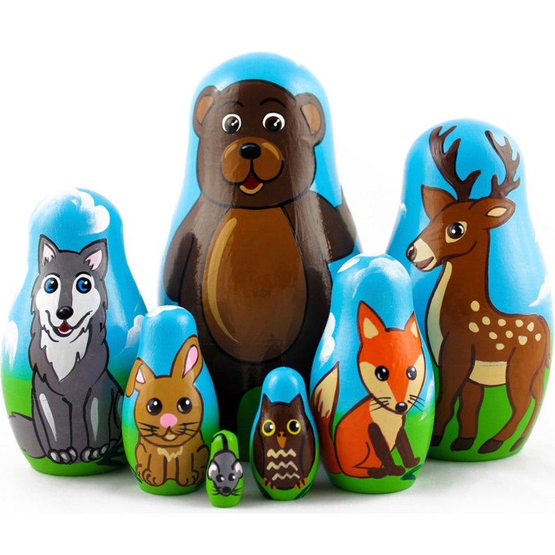 Woodland Animals Nesting Dolls Handmade Wooden Toy Toys Etsy