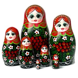 Handmade Nesting Dolls: Wooden Toy Puzzle with Berries & Flowers