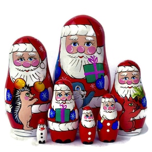Handmade Santa Nesting Dolls: Christmas Decor, Montessori Toy