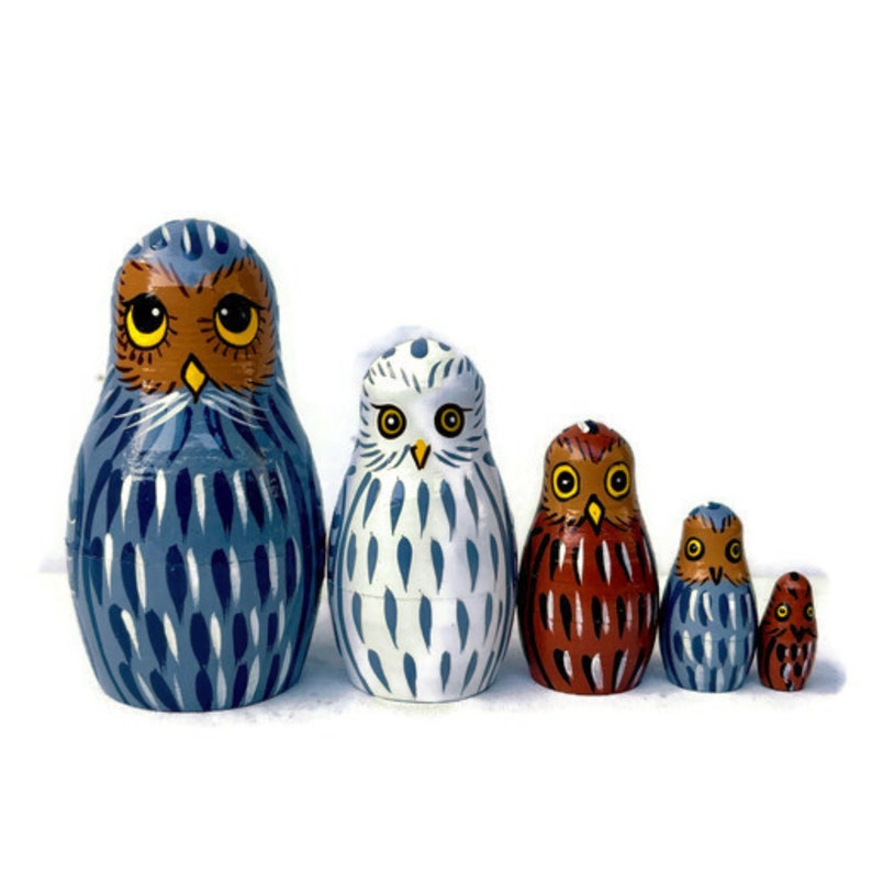 Owls Nesting dolls for kids Handmade wooden toy Developing skills gift for boy or girl Christmas gift idea Owl family Stockings 画像 8