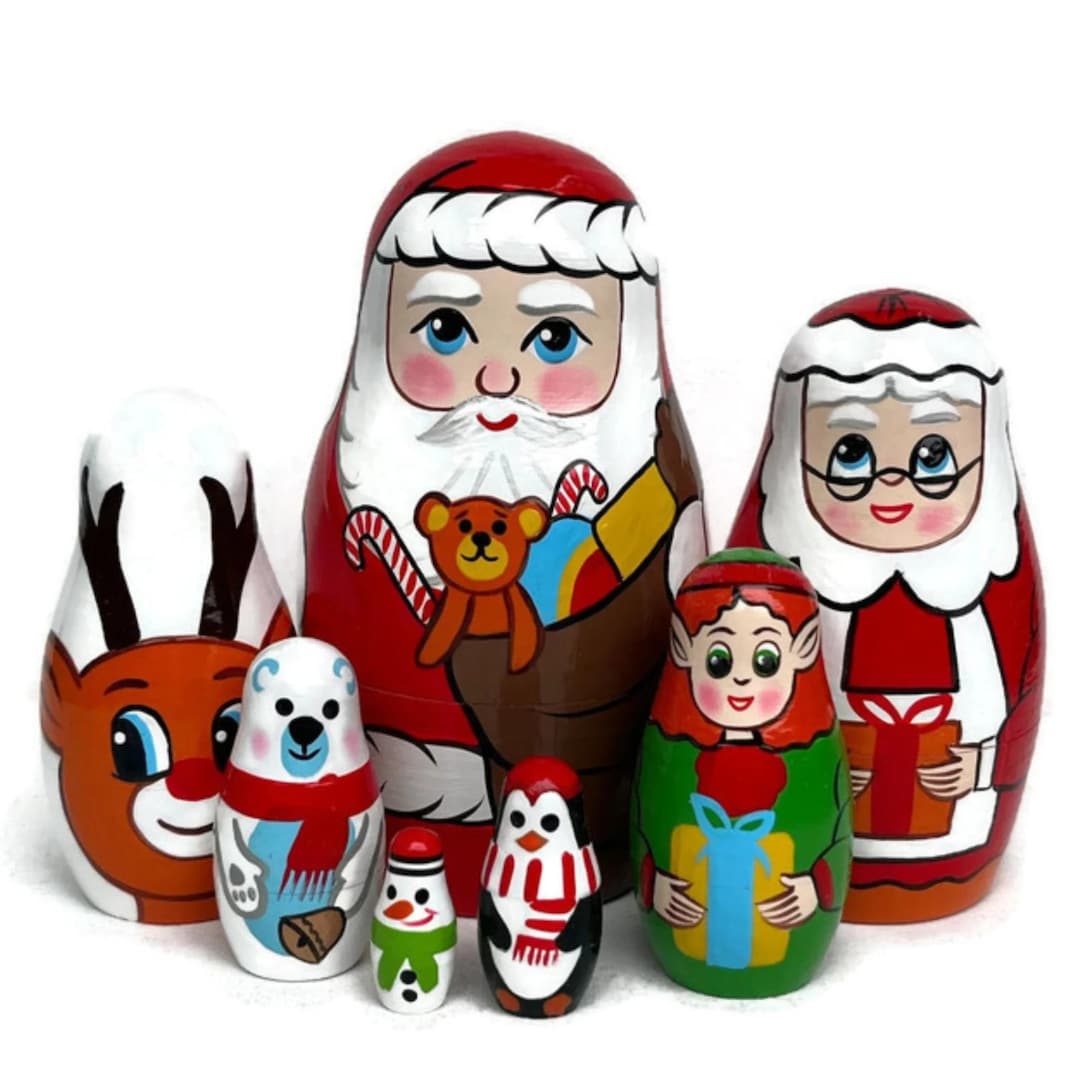 New Santa Nesting Dolls, Christmas Nesting Dolls for Kids, Developing