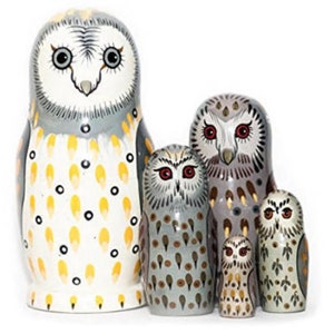 Owl Nesting Dolls - Handmade Wooden Toy for Developing Skills - Montessori Waldorf Educational - Gift for Kids - Christmas gift - Owl Decor