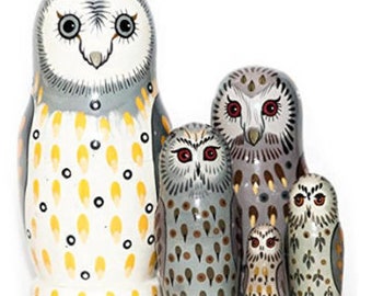 Owl Nesting Dolls - Handmade Wooden Toy for Developing Skills - Montessori Waldorf Educational - Gift for Kids - Christmas gift - Owl Decor