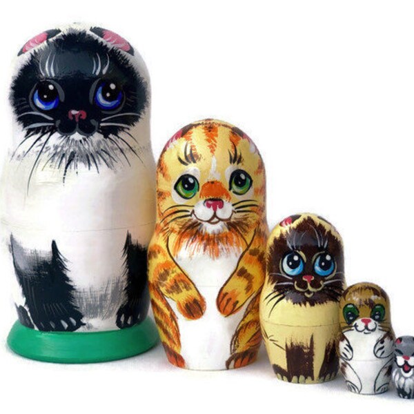 Nesting Dolls Cats Etsy