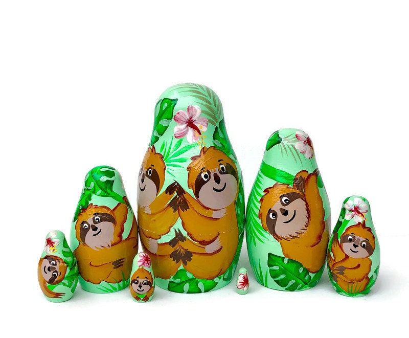 Sloths Nesting Dolls for Kids Handmade Wooden Toy Sloths Toy - Etsy