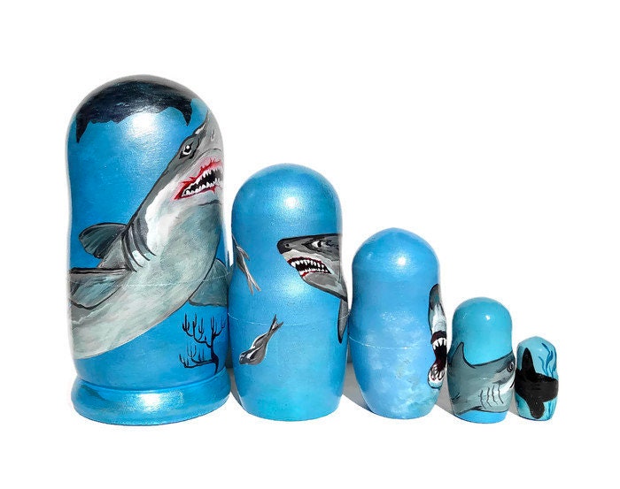 Sharks Nesting Dolls for Kids for a Boy Handmade Wooden Etsy
