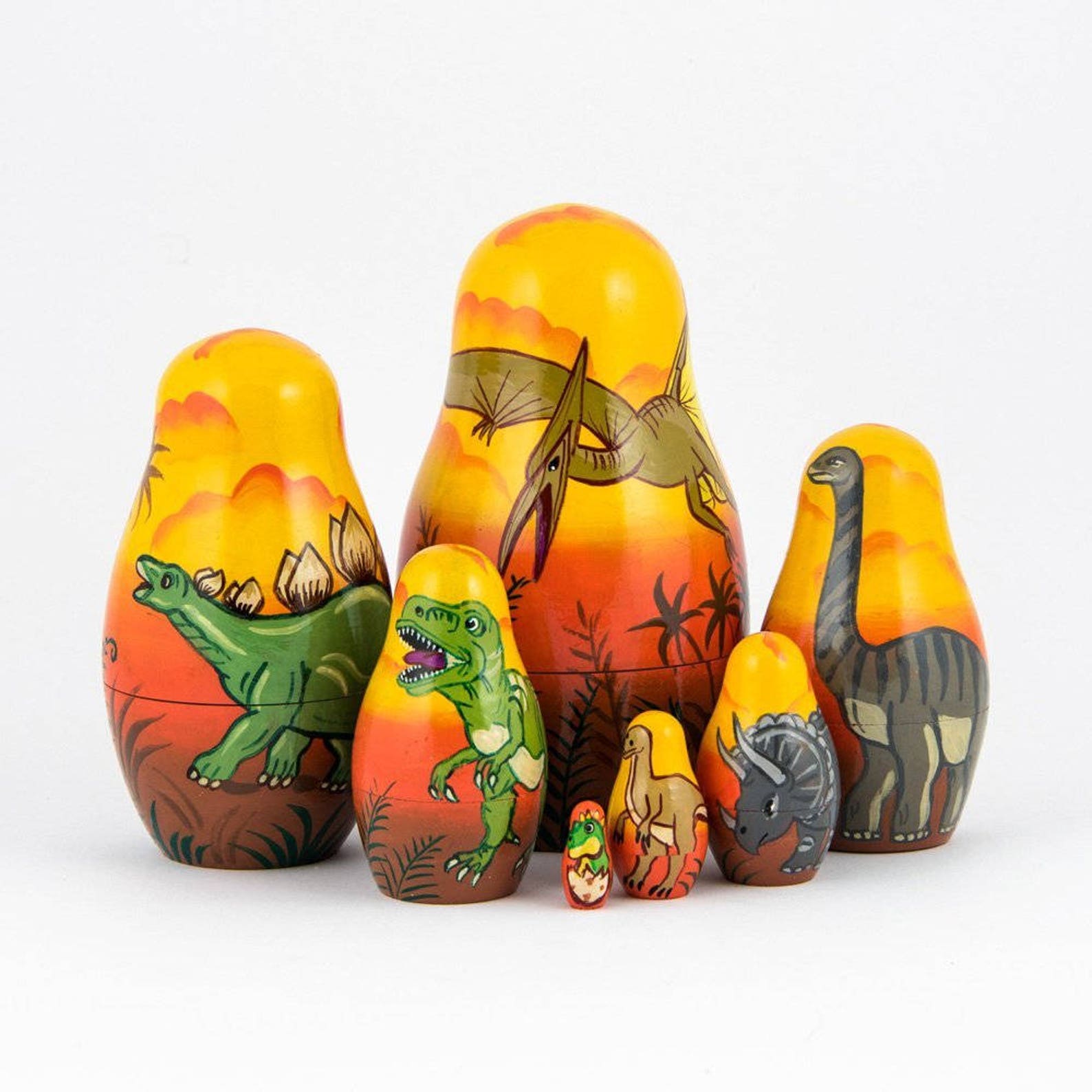 Dinosaur Nesting Dolls for Kids handmade Wooden Toy Etsy