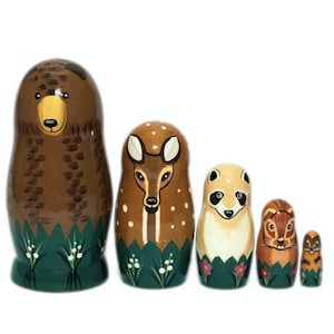 Handmade Woodland Animal Nesting Dolls: Montessori Wooden Toy