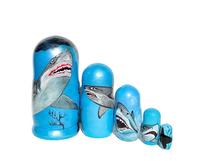 Sharks Nesting Dolls for Kids for a Boy Handmade Wooden Etsy