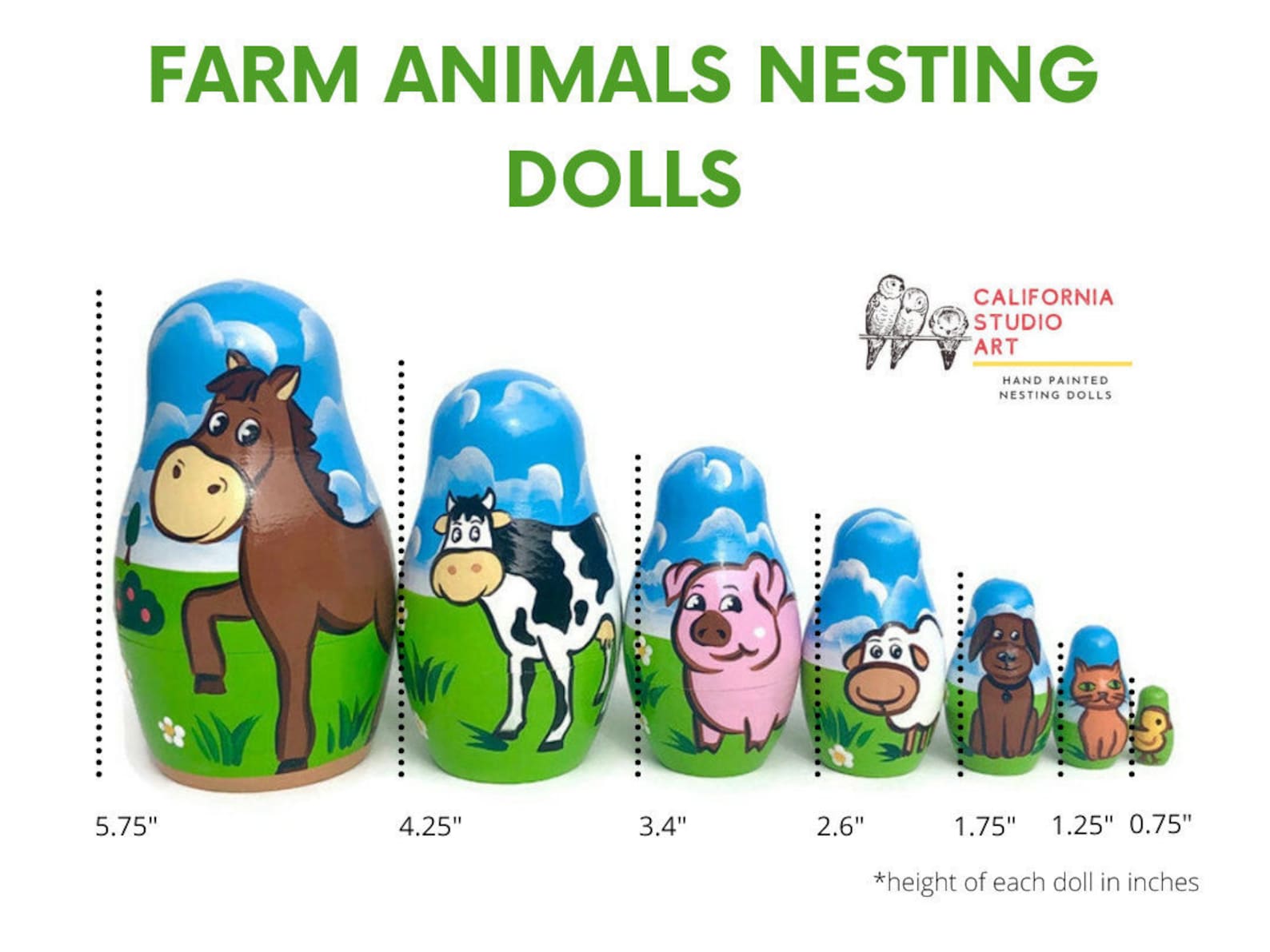 Farm Animals Nesting Dolls for Kids Handmade Wooden Toy Etsy