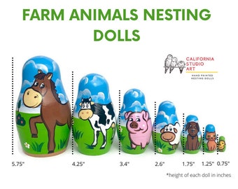 Handmade Farm Animal Nesting Dolls: Montessori Wooden Toy (7-Piece Set)