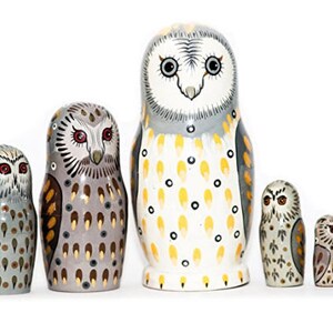 Owl Nesting Dolls Handmade Wooden Toy for Developing Skills Montessori Waldorf Educational Gift for Kids Christmas gift Owl Decor image 5