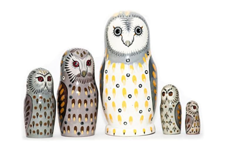 Owl Nesting Dolls Handmade Wooden Toy for Developing Skills Montessori Waldorf Educational Gift for Kids Christmas gift Owl Decor image 5