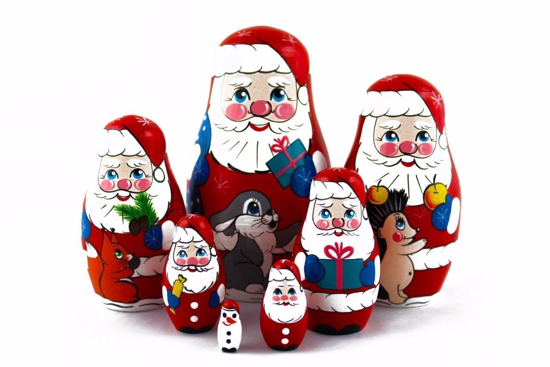 Santa Nesting Dolls Christmas Nesting Dolls for Kids Etsy