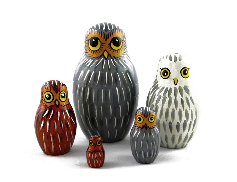 Owls Nesting Dolls for Kids Handmade Wooden Toy Developing Etsy