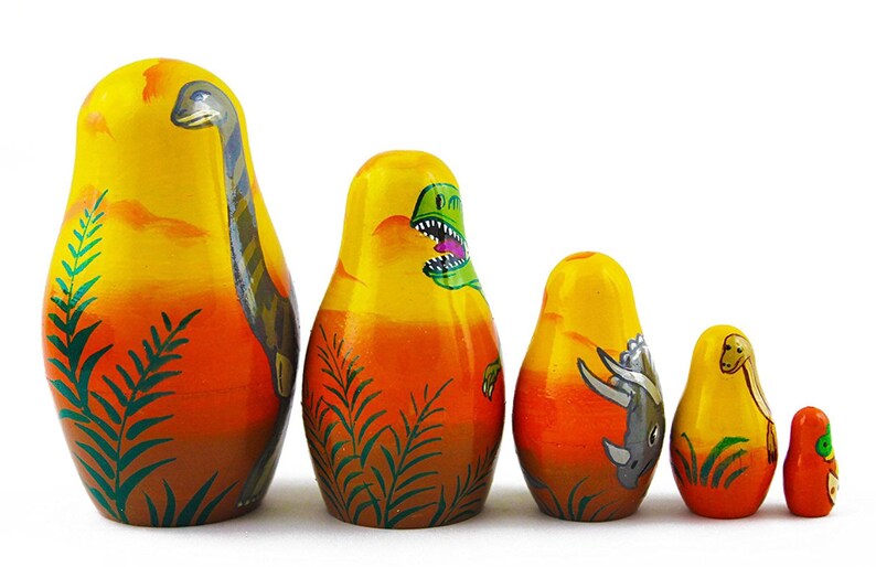 Dinosaurs Nesting Dolls for Kids Dinosaur Wooden Toy Etsy