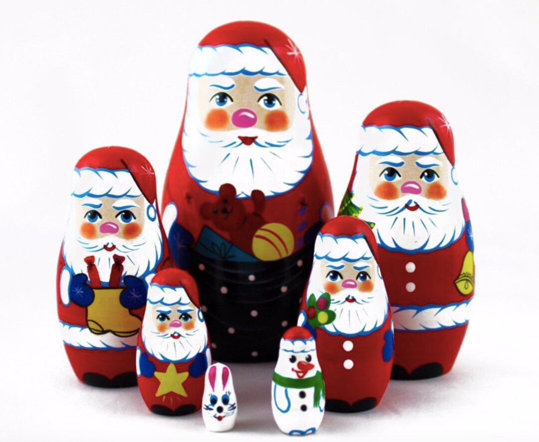 Santa Nesting Dolls Christmas Nesting Dolls for Kids Etsy