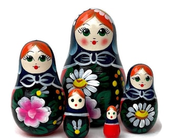 Handmade Babushka Nesting Dolls: Montessori Wooden Toy Set