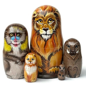 Handmade African Animal Nesting Dolls: Safari Nursery Decor