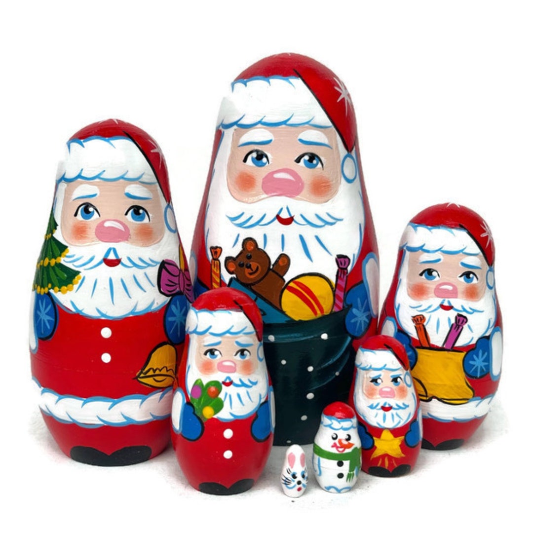 Cute Santa Nesting Dolls, Christmas Nesting Dolls for Kids, Developing
