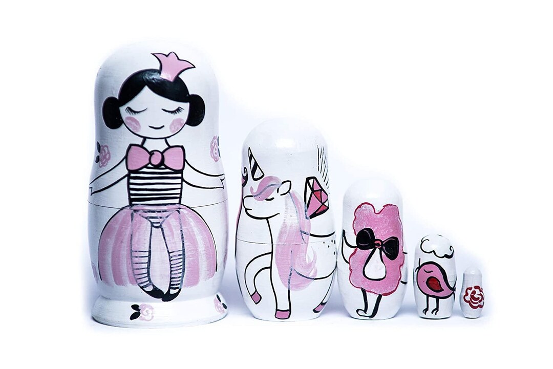 Princess Nesting Dolls for Kids Unicorn Handmade Wooden Toy Etsy
