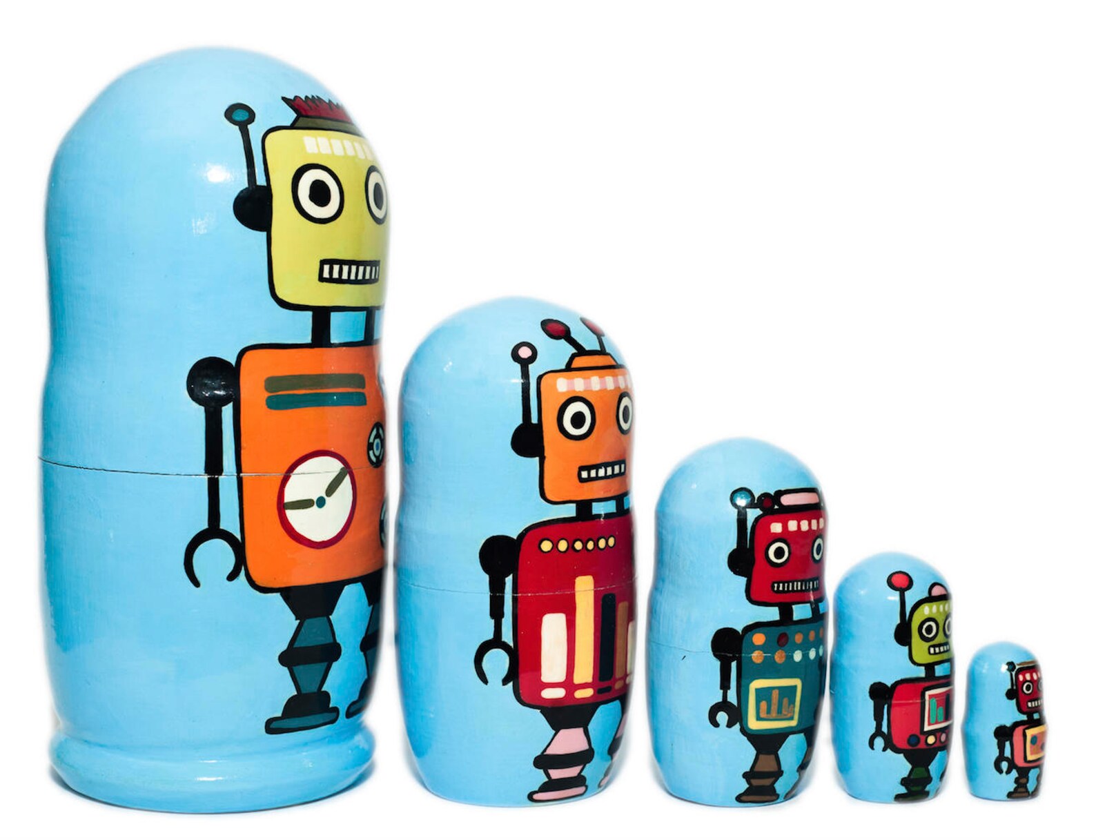 Robot Nesting Dolls for Kids robots Nesting Dolls 5 Pieces Etsy