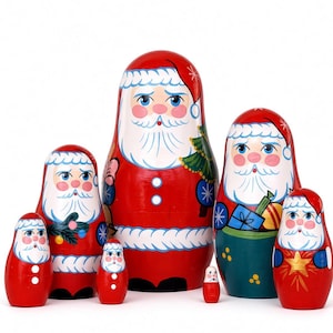 Handmade Santa Nesting Dolls: Christmas Decor, Montessori Toy