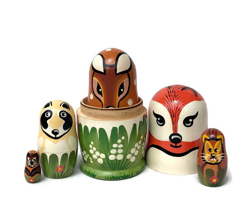 NEW Woodland Animals Nesting Dolls for Kids Handmade Wooden Etsy