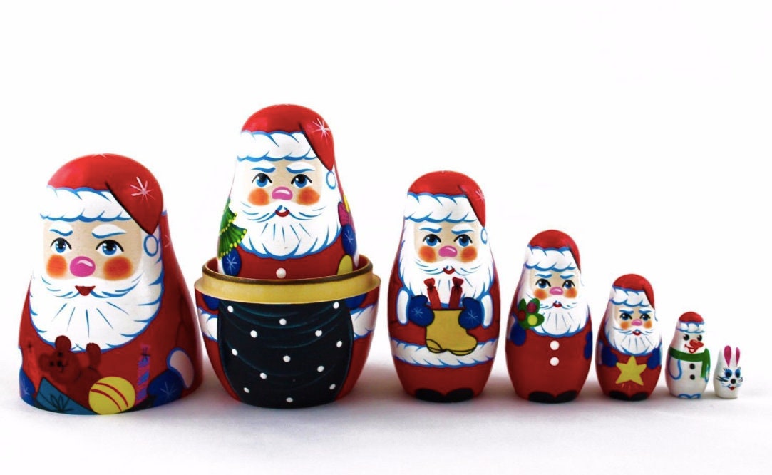 Santa Nesting Dolls Christmas Nesting Dolls for Kids Etsy