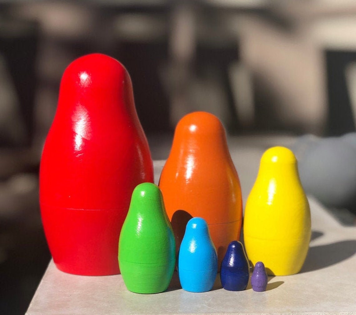 Rainbow nesting dolls 7 dolls Montessori materials Etsy