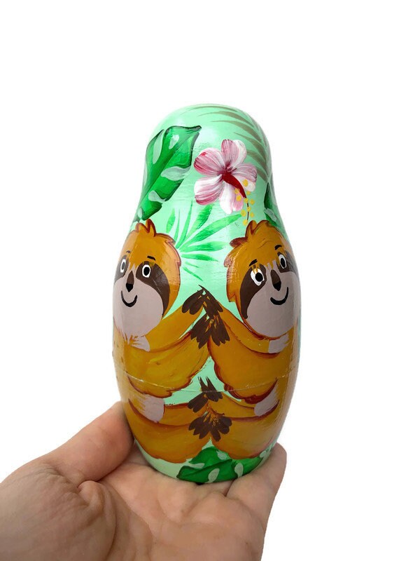 Sloths nesting dolls for kids handmade wooden toy sloths toy | Etsy