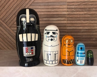 Bonecas russas em formato de estrela para crianças, bonecas empilháveis galáxia, brinquedo de madeira artesanal, decoração para casa, jogo de quebra-cabeça, brinquedo para bebês, Natal