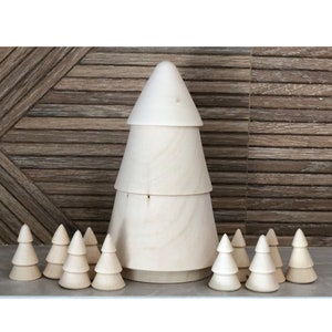Wooden Christmas Tree Stacking Toy: Montessori Sorting Game