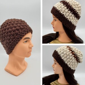 Women's or Mens Fall Winter Knit Hat Ski Style Brown Slouchy Beanie Winter Cap Unisex Fishermen Fashion Grunge Hipster Light and Comfortable