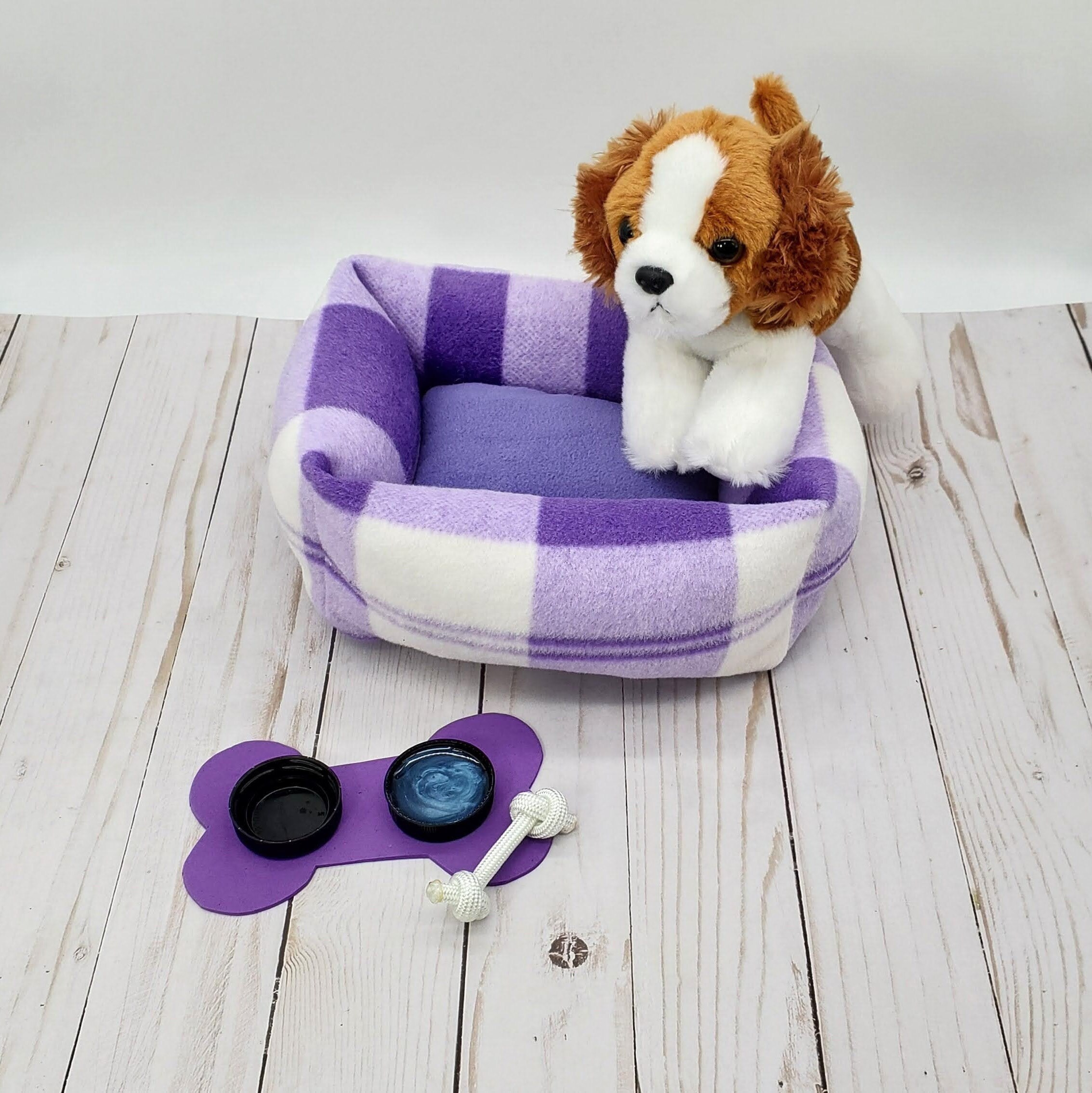Purple Plaid American Girl Pet Bed 18 Inch Doll Dog Cat Bed Etsy