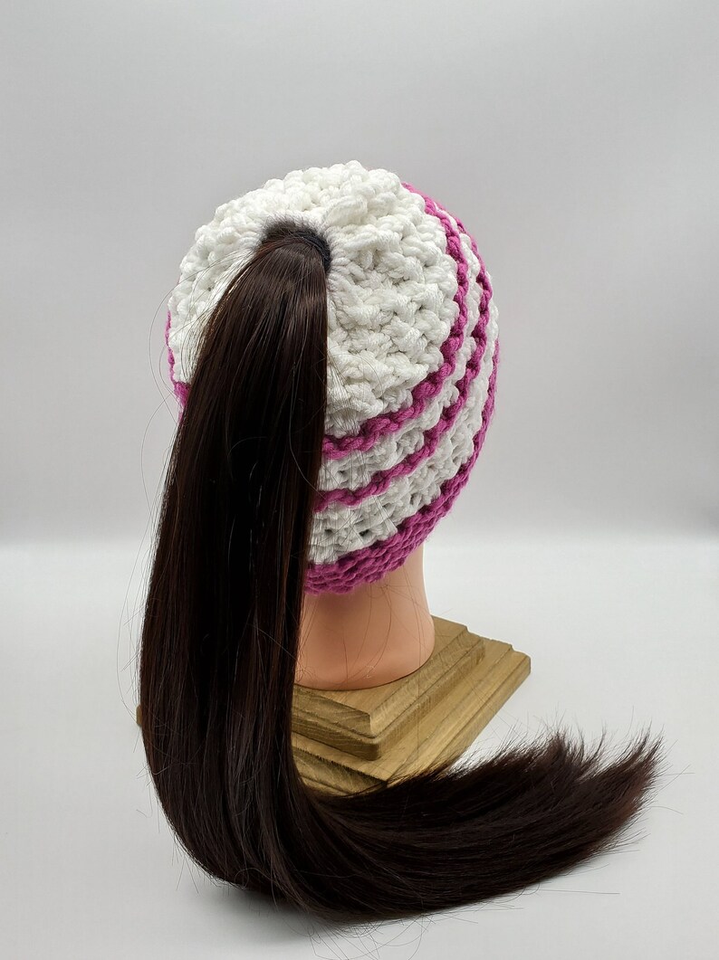 Messy bun hat for women winter knit hat Fall and winter fashion Messybun pony tail hat Ponytail knit beanie classic knit hat