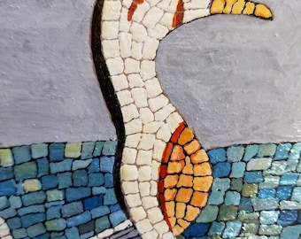 Pintura de gansos pintada a mano: arte egipcio sobre madera (25,4 x 20,3 cm)