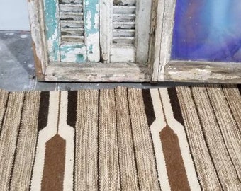 Tapiz de lana vintage, decoración neutra en marrón y beige (195 x 147 cm)