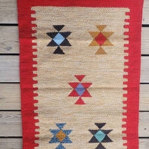 Egyptian Handmade Wool Rug approx 40 inches by 24 inches OR 102 cm by 60 cm