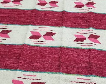 Tapiz de lana vintage - Alfombra decorativa roja, 82 x 57 pulgadas