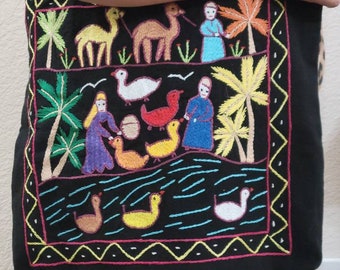 Bolsa de algodón egipcio hecha a mano – Bordado Farm Life