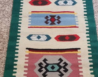 Alfombra egipcia de lana hecha a mano, 59 x 28 pulgadas