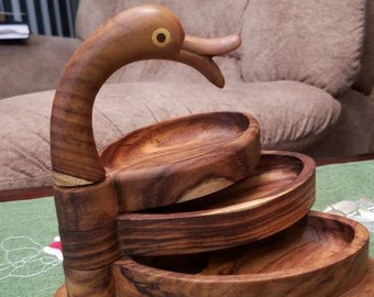Pato de madera de sedimento con tres bandejas para su hogar u oficina