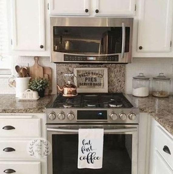 Ok! But first Coffee Kitchen Towel - Extra large flour