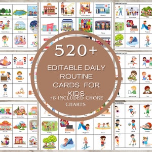 Aufgaben-Diagramm für Kinder / Täglicher Rhythmus-Plan für Kleinkinder und Kinder / Bearbeitbare tägliche Routine-Karten für Kinder / Täglicher visueller Zeitplan / Routine-Diagramm