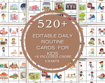 Chore Chart for Kids/Daily Rhythm Schedule for Toddlers & Children/Editable Kids Daily Routine Cards/Daily Visual Schedule/Routine Chart