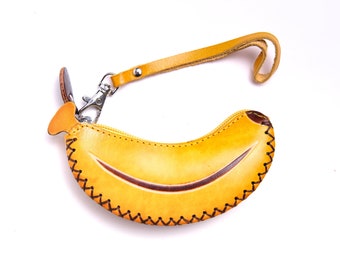 PurseWorld Women Handmade leather Yellow Banana Purse Bag coin/fruit shape