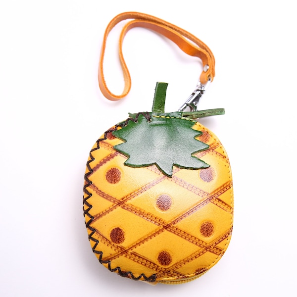 PurseWorld Women Handmade leather Yellow Pineapple Purse Bag fruit design